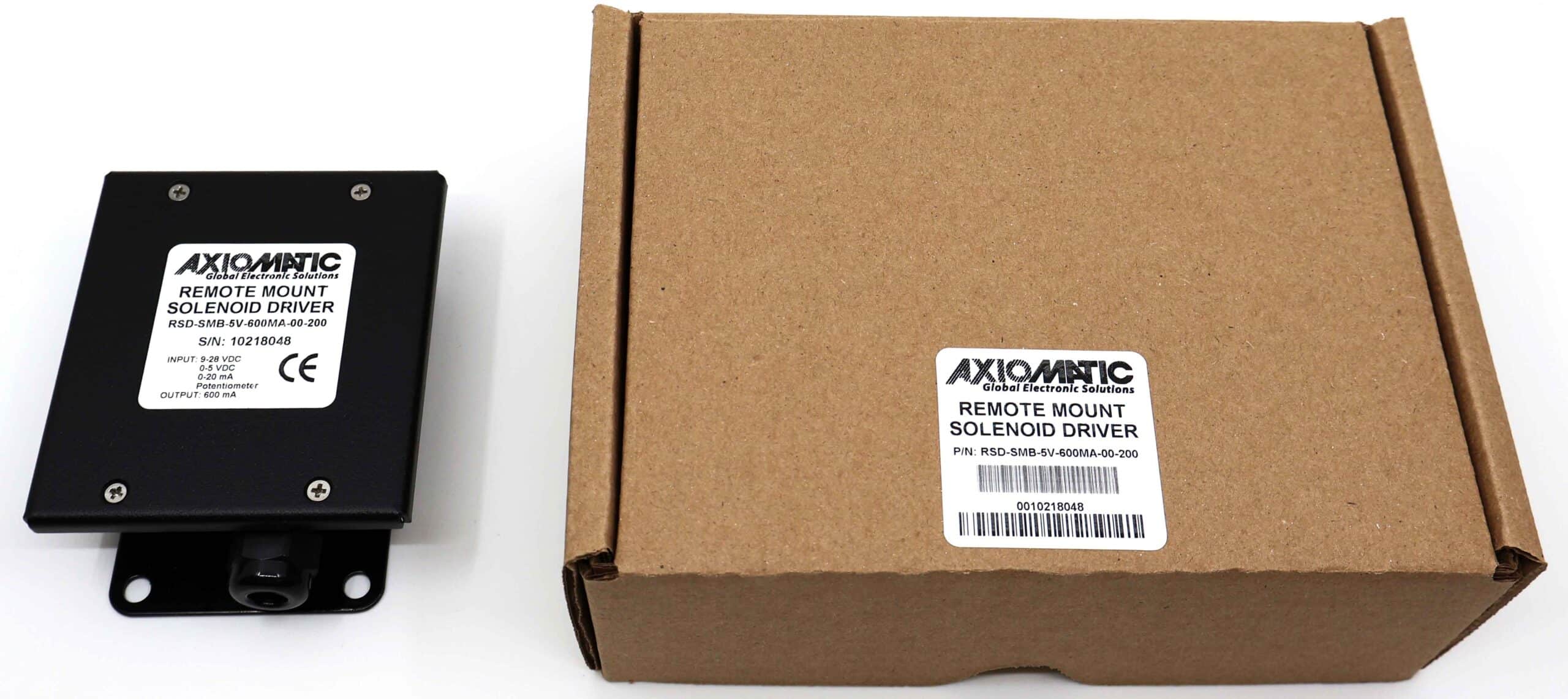 RSD-SMB-5V-600MA-00-200, 5V, 600 mA Remote Mount Solenoid Driver, I min 0-200mA, Metal Box, Strain Relief